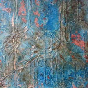 Artwork made of patinated copper